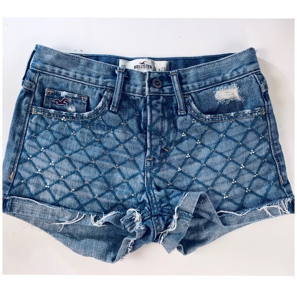 🚩Hollister Shorts Denim Sz 28 Blue Distressed - Picture 1 of 5